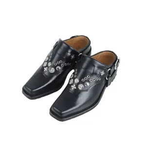 AJ1294 Studded 40mm Loafers Black Leather