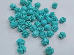 Aqua Blue Flower Plastic Stones without Hole (8 mm)