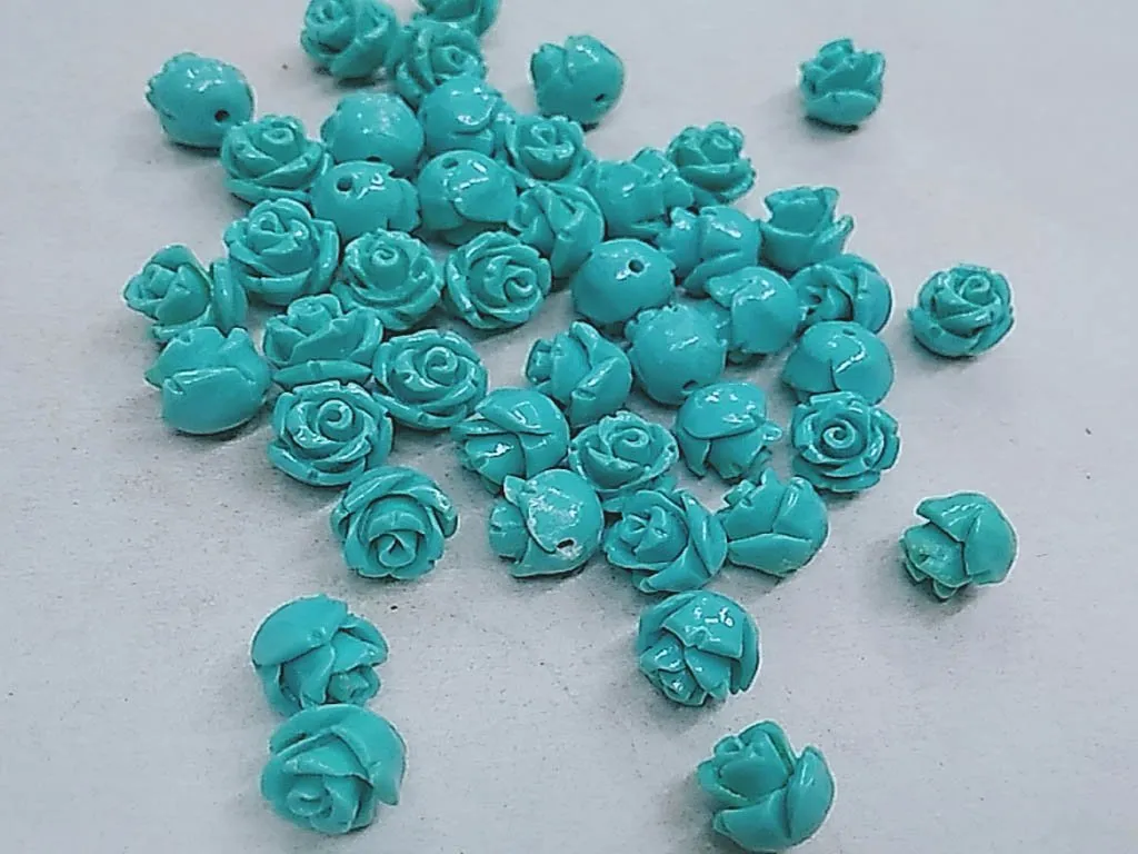 Aqua Blue Flower Plastic Stones without Hole (8 mm)