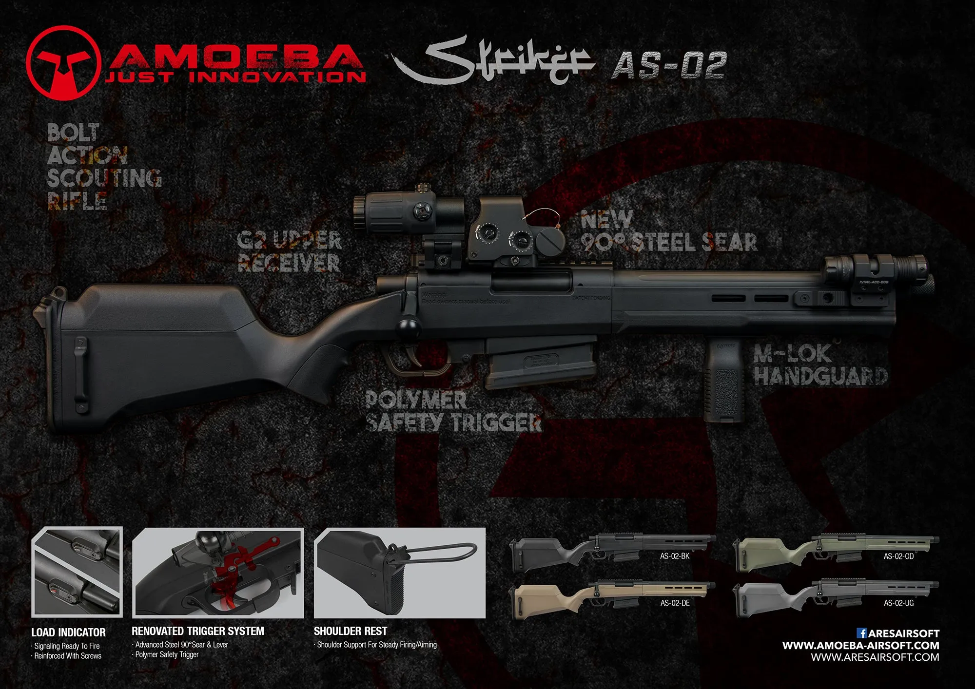 Ares AMOEBA STRIKER Compact AS-02 SPRING SNIPER RIFLE (Black / Tan / Green / Grey)