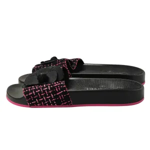 CHANEL CAMELLIA TWEED SLIDES EU 35/ UK 2/2.5