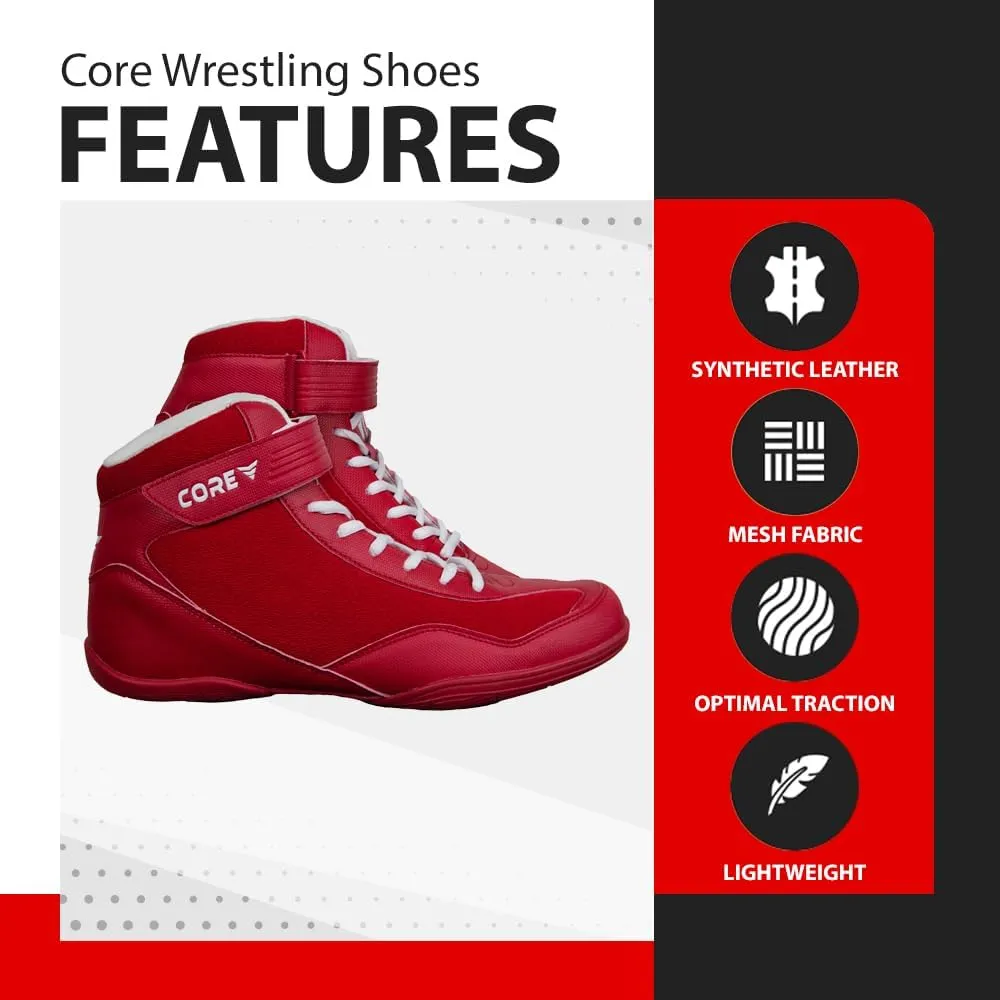 CORE Wrestling Shoes  High Traction Wrestling Shoes for Men, Women, Youth & Kids - Durable Shoes for Wrestling, Boxing, Weightlifting & Bodybuilding  Combat Sports Footwear, Lightweight Gym Shoes