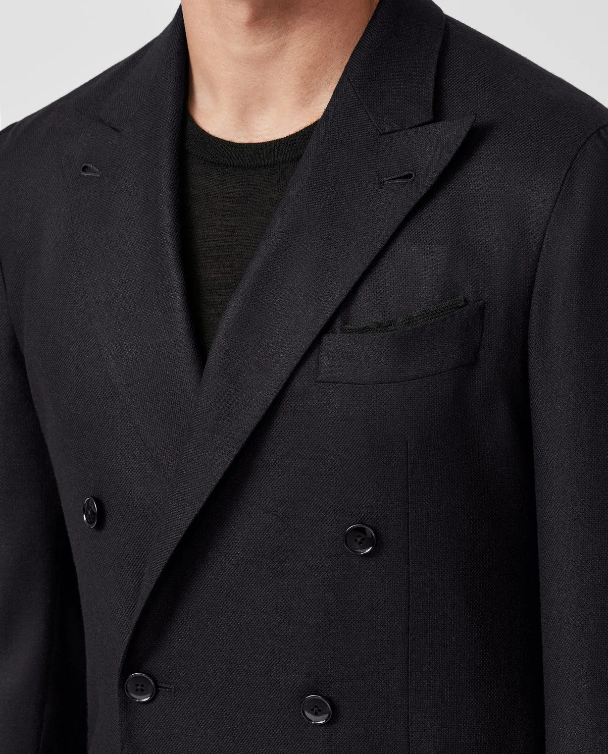 Di Pray Black Melange Silk & Wool Basketweave