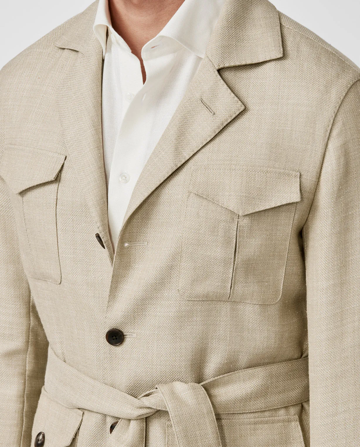 Drago Beige Wool, Silk & Linen Lightweight Basketweave