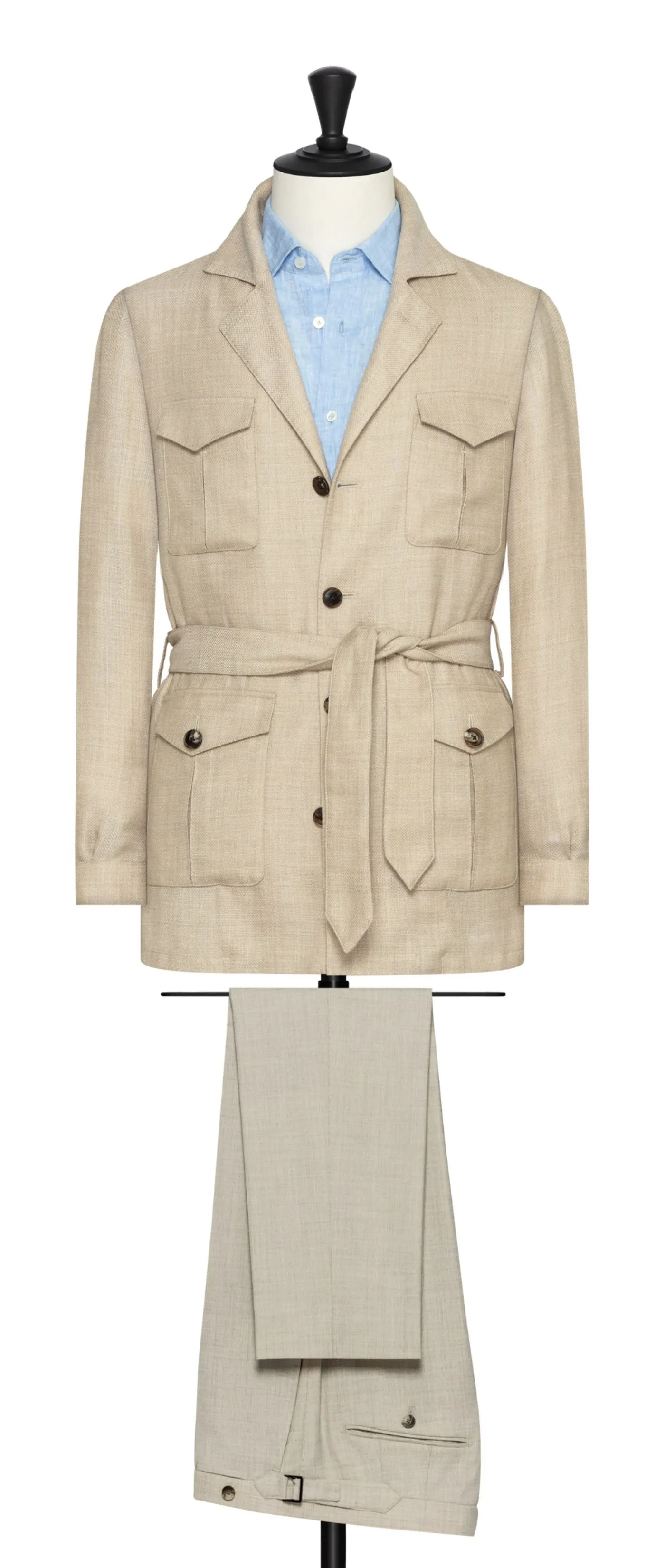 Drago Beige Wool, Silk & Linen Lightweight Basketweave