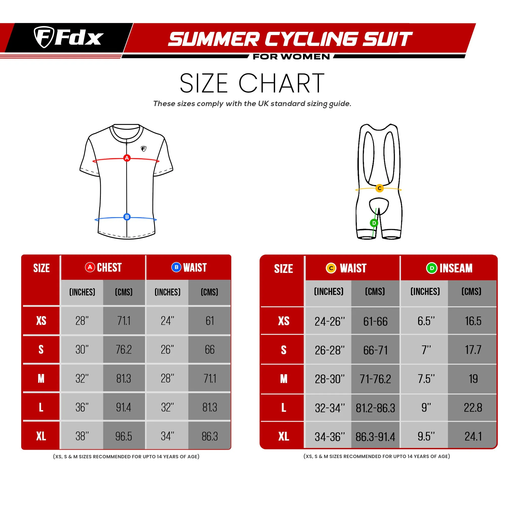 Fdx Women's & Girl's Set All Day Black Short Sleeve Cycling Jersey & Cargo Bib Shorts
