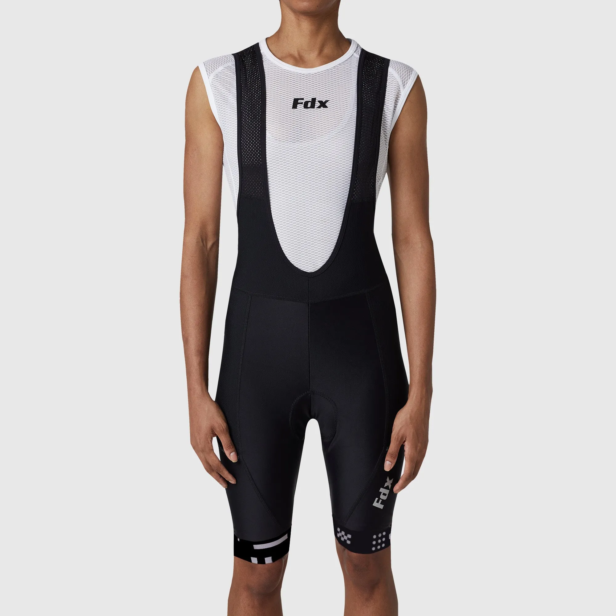Fdx Women's & Girl's Set All Day Black Short Sleeve Cycling Jersey & Cargo Bib Shorts