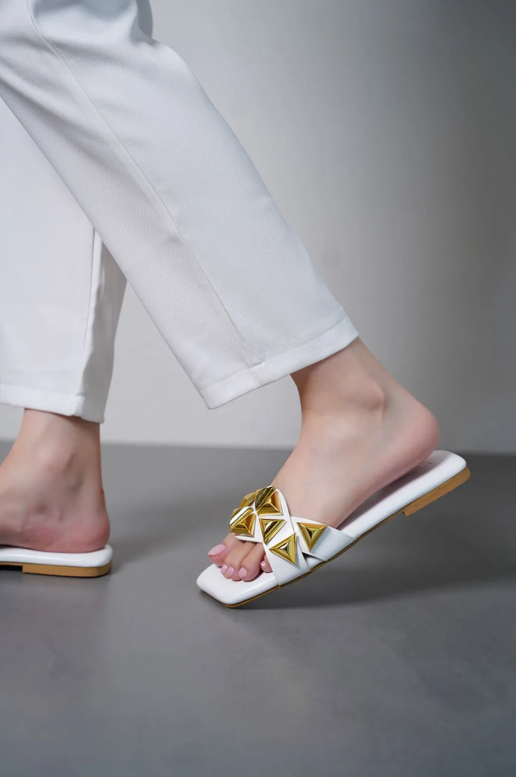 GOLD STUD SLIDES