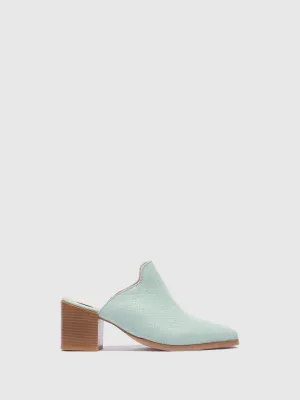 Green Pointed Toe Mules