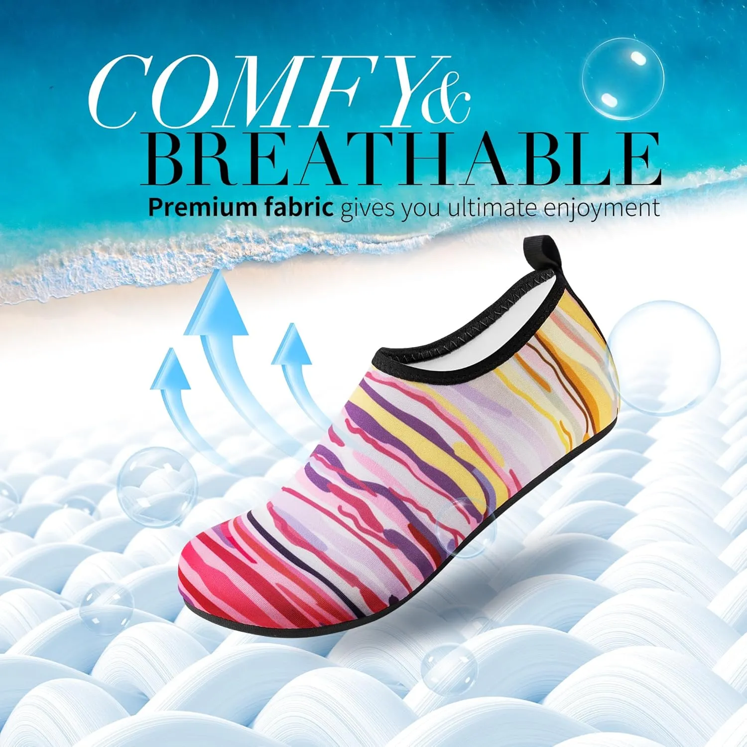 Homitem Water Shoes for Women Men Aqua Socks Swim Beach Pool River Slip-On Barefoot Quick-Dry Vacation Cruise Essentials Accessories for Yoga Kayak Sports