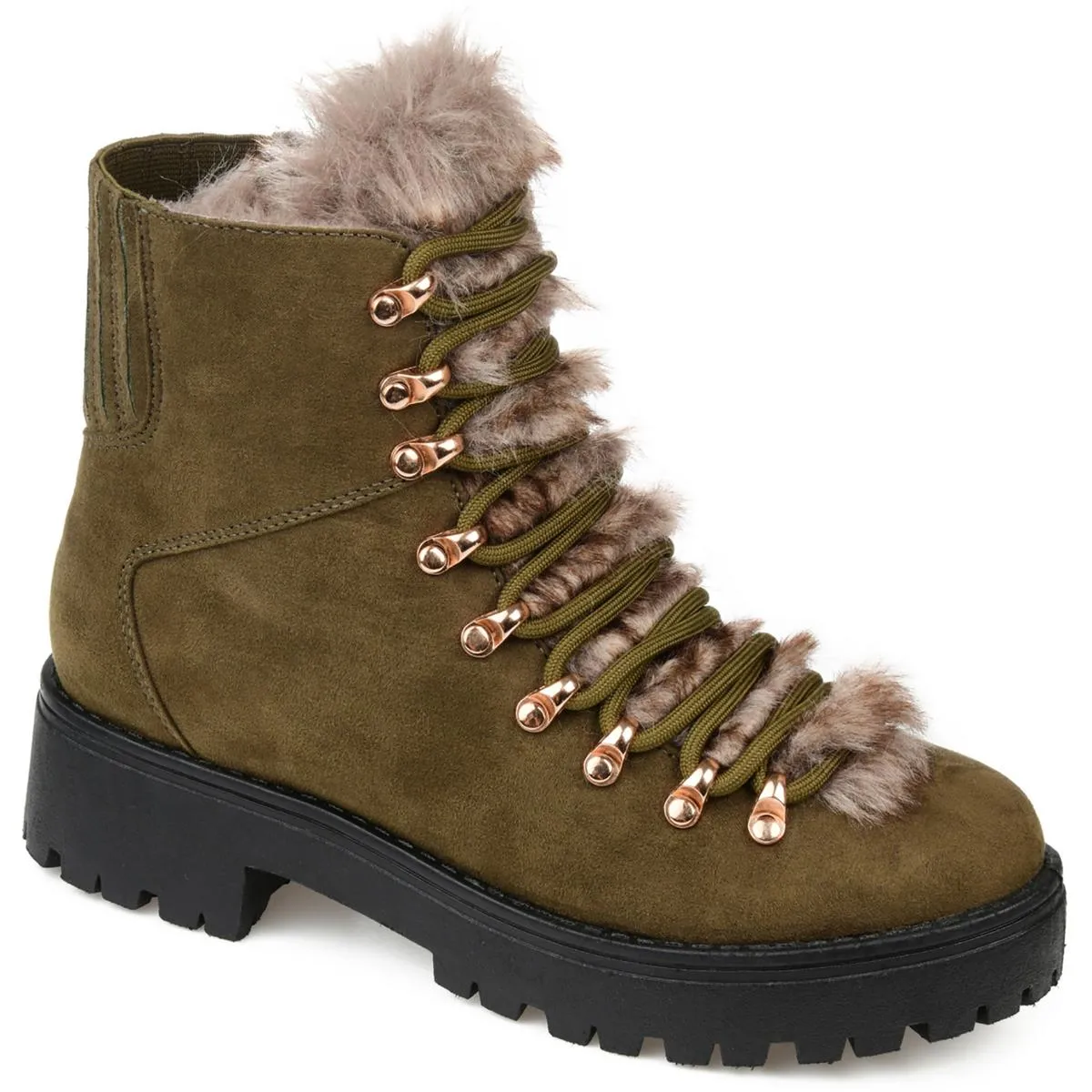 Journee Collection Womens Trail Faux Suede Lug Sole Hiking Boots