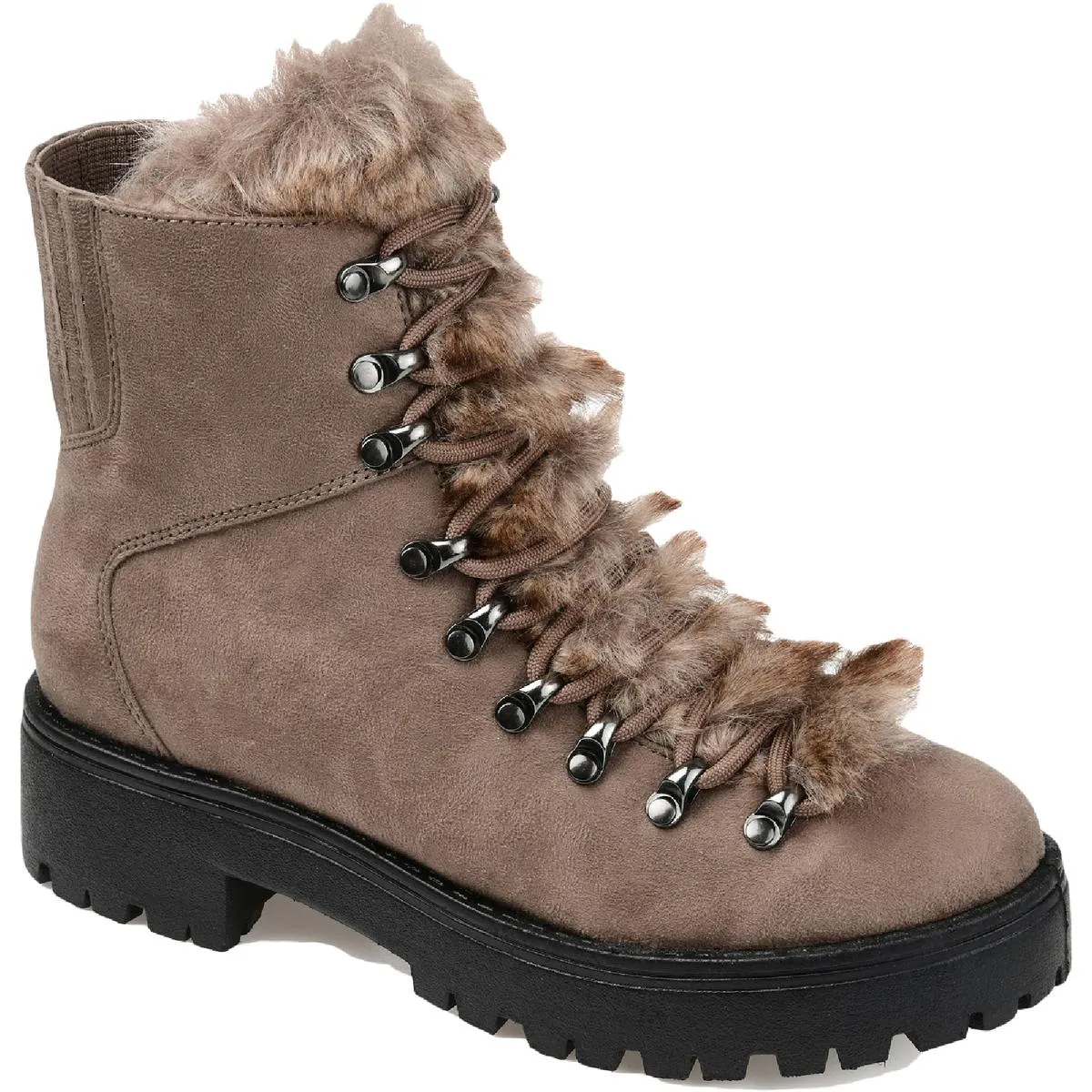 Journee Collection Womens Trail Faux Suede Lug Sole Hiking Boots