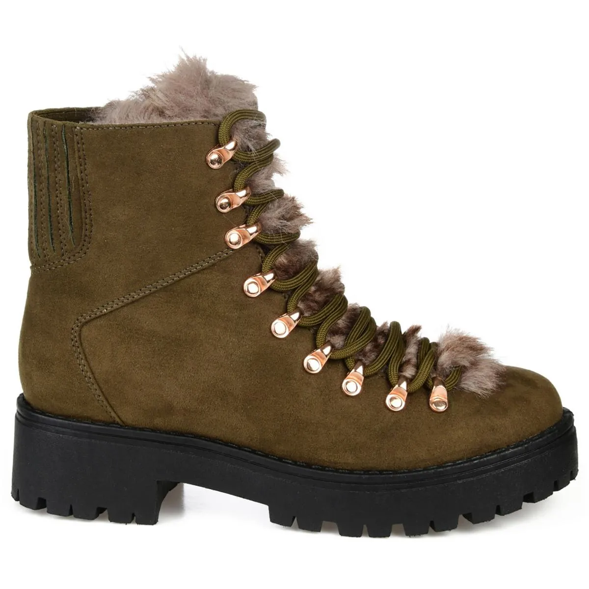 Journee Collection Womens Trail Faux Suede Lug Sole Hiking Boots