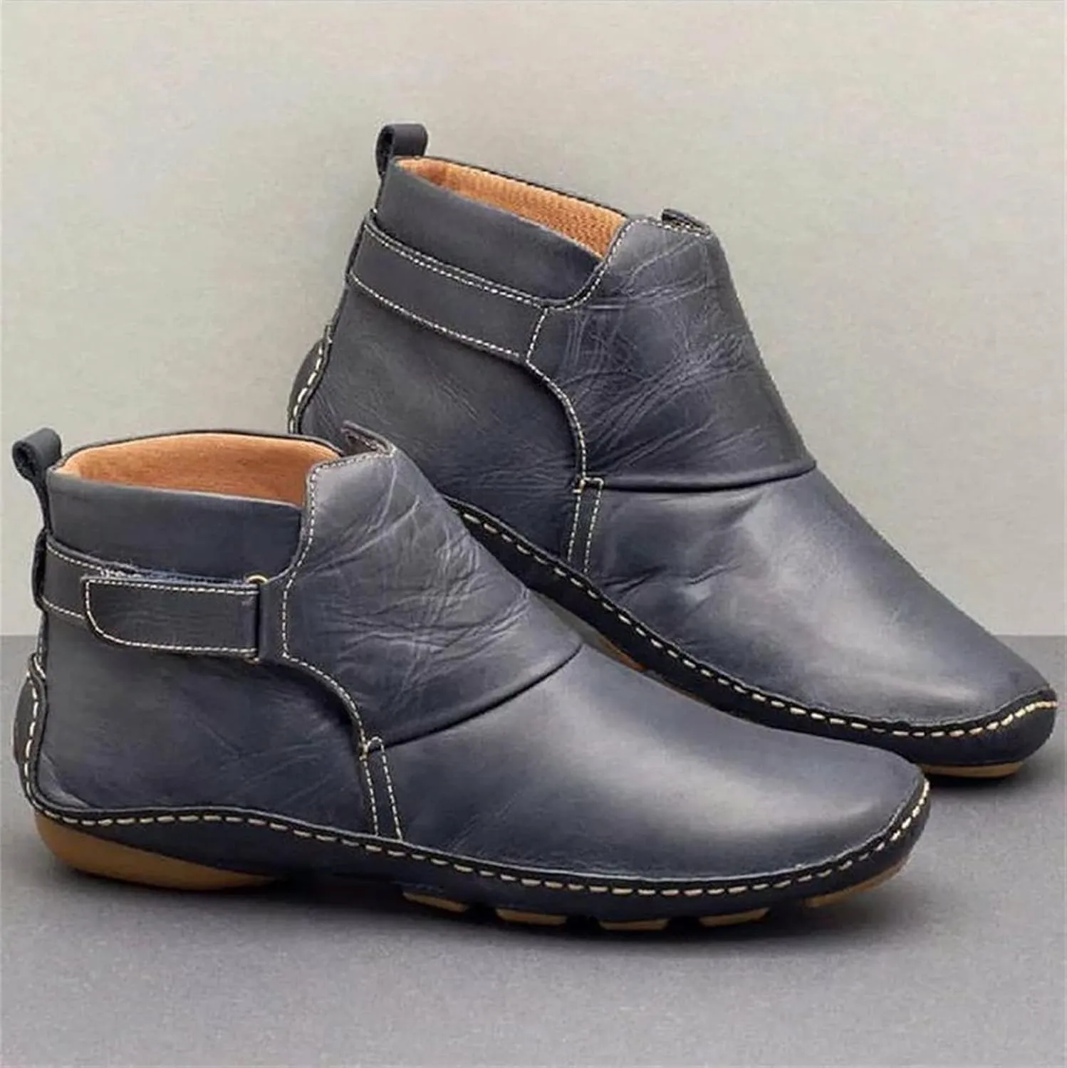Lausiuoe Boots For Women Ankle Booties Flat Short Western Boots Lady Casual Dressy Elegant Booties Fashion Boot Pull-On