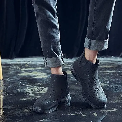 Men's Ankle Rain Boots Waterproof Short Rain Shoes for Garden Work