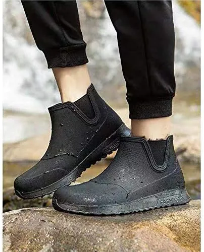 Men's Ankle Rain Boots Waterproof Short Rain Shoes for Garden Work
