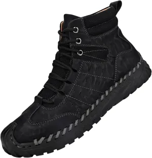 Men's Work Boots Slip On Hiking Sneakers Fur Lined Ankle Boot Women's Workout Shoes Slip Resistant Platform Shoes Composite Toe Botas Hike Grounded Footwear