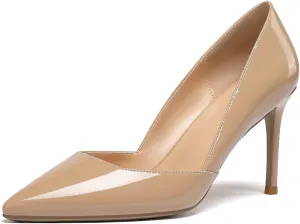Mettesally Womens Elegant Pointy Toe High Heels Pumps D'Orsay Slip On Stilettos Heeled Party Dress Shoes