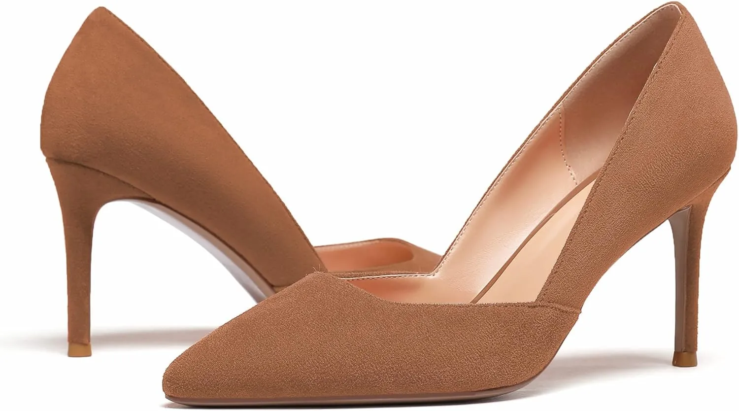 Mettesally Womens Elegant Pointy Toe High Heels Pumps D'Orsay Slip On Stilettos Heeled Party Dress Shoes