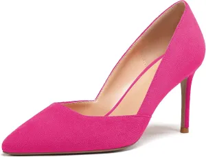 Mettesally Womens Elegant Pointy Toe High Heels Pumps D'Orsay Slip On Stilettos Heeled Party Dress Shoes