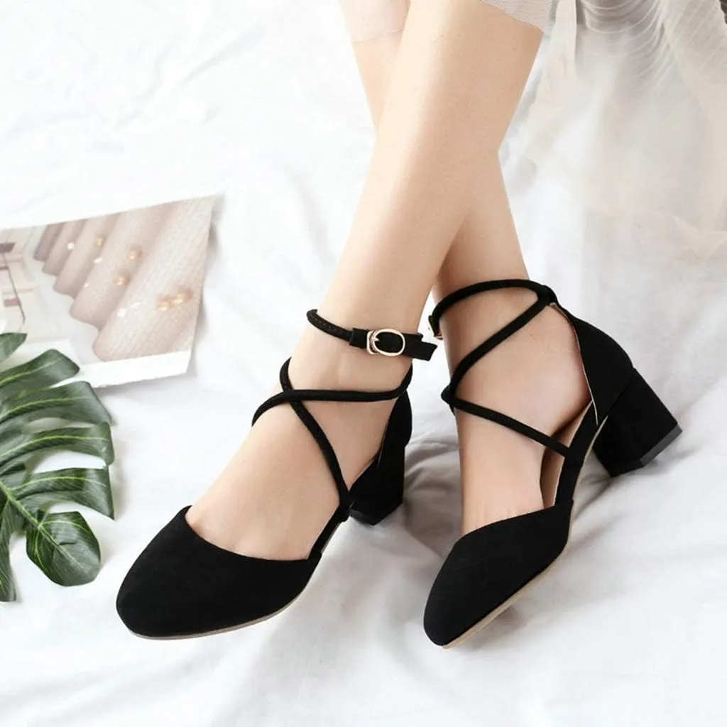 MIOKE Women's Block Low Heel Slingback Pumps Square Toe Comfort Crisscross Dress Sandal Party Office Shoes