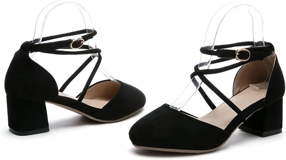 MIOKE Women's Block Low Heel Slingback Pumps Square Toe Comfort Crisscross Dress Sandal Party Office Shoes