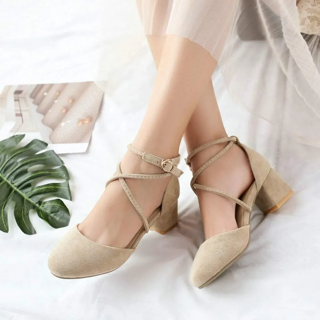 MIOKE Women's Block Low Heel Slingback Pumps Square Toe Comfort Crisscross Dress Sandal Party Office Shoes