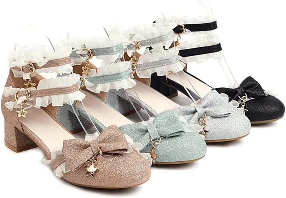 MIOKE Women's Chunky Block Low Heel Pumps Square Toe Comfort Ankle Strap Sandal Party Office Dress Shoes