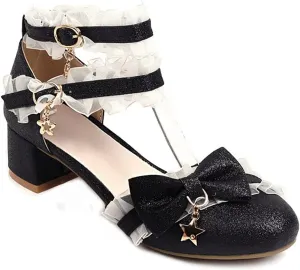 MIOKE Women's Chunky Block Low Heel Pumps Square Toe Comfort Ankle Strap Sandal Party Office Dress Shoes