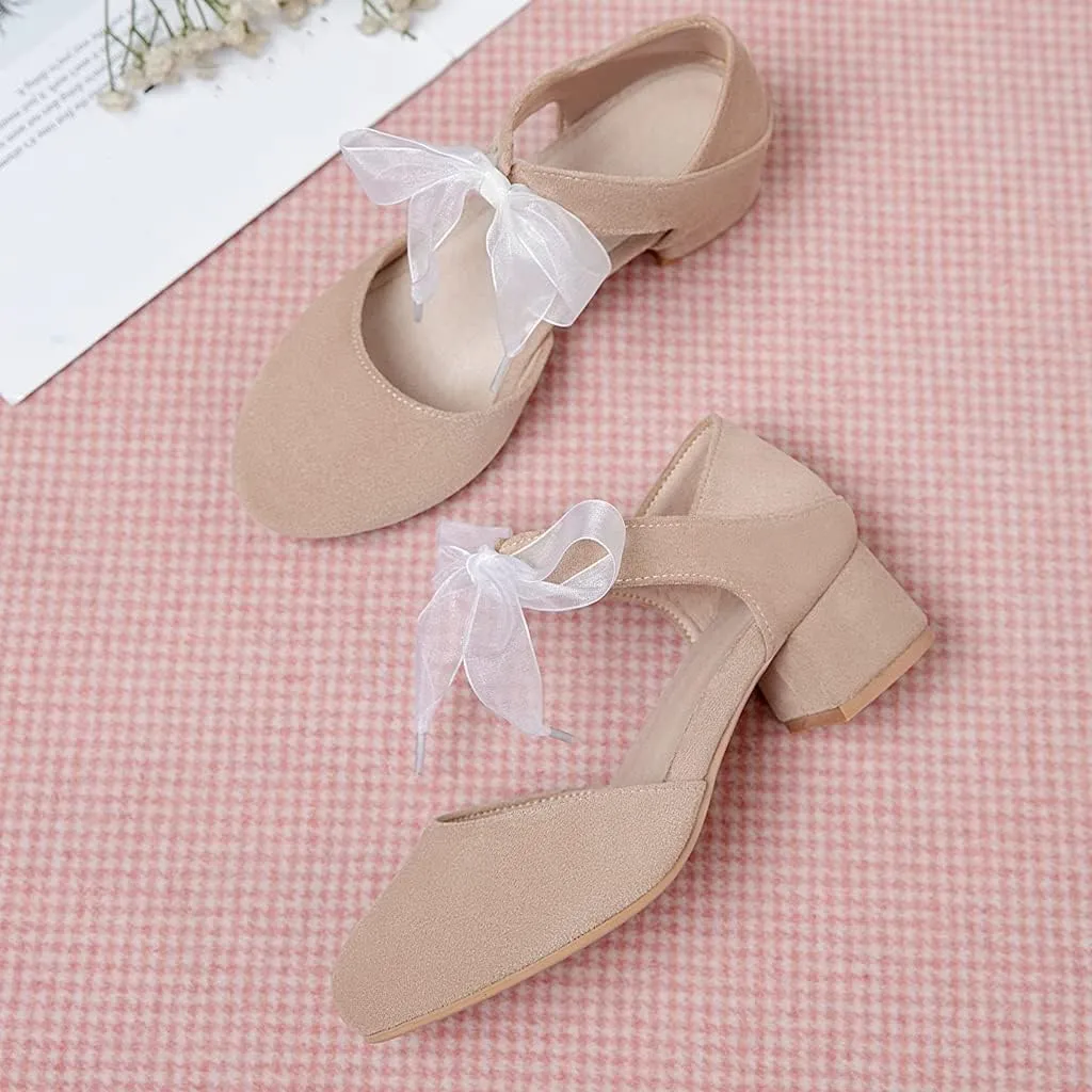 MIOKE Women's Pointed Toe D'Orsay Pumps Comfort Ankle Strap Block Mid Heel Dress Sandals Party Office Shoes