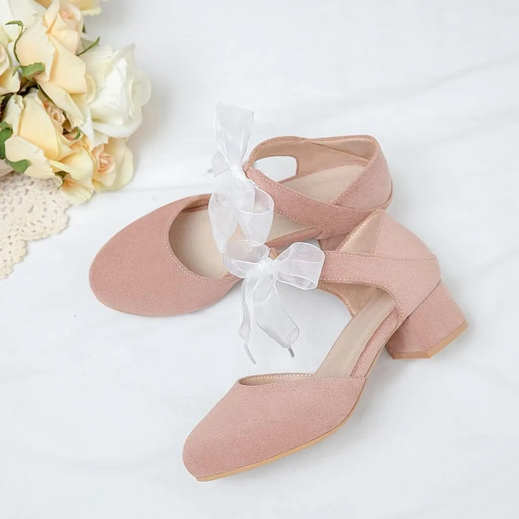 MIOKE Women's Pointed Toe D'Orsay Pumps Comfort Ankle Strap Block Mid Heel Dress Sandals Party Office Shoes