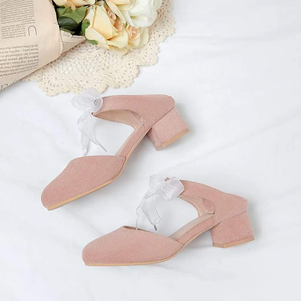 MIOKE Women's Pointed Toe D'Orsay Pumps Comfort Ankle Strap Block Mid Heel Dress Sandals Party Office Shoes