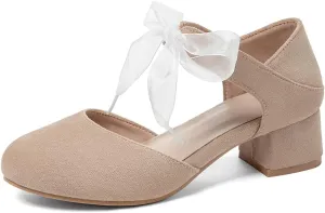 MIOKE Women's Pointed Toe D'Orsay Pumps Comfort Ankle Strap Block Mid Heel Dress Sandals Party Office Shoes