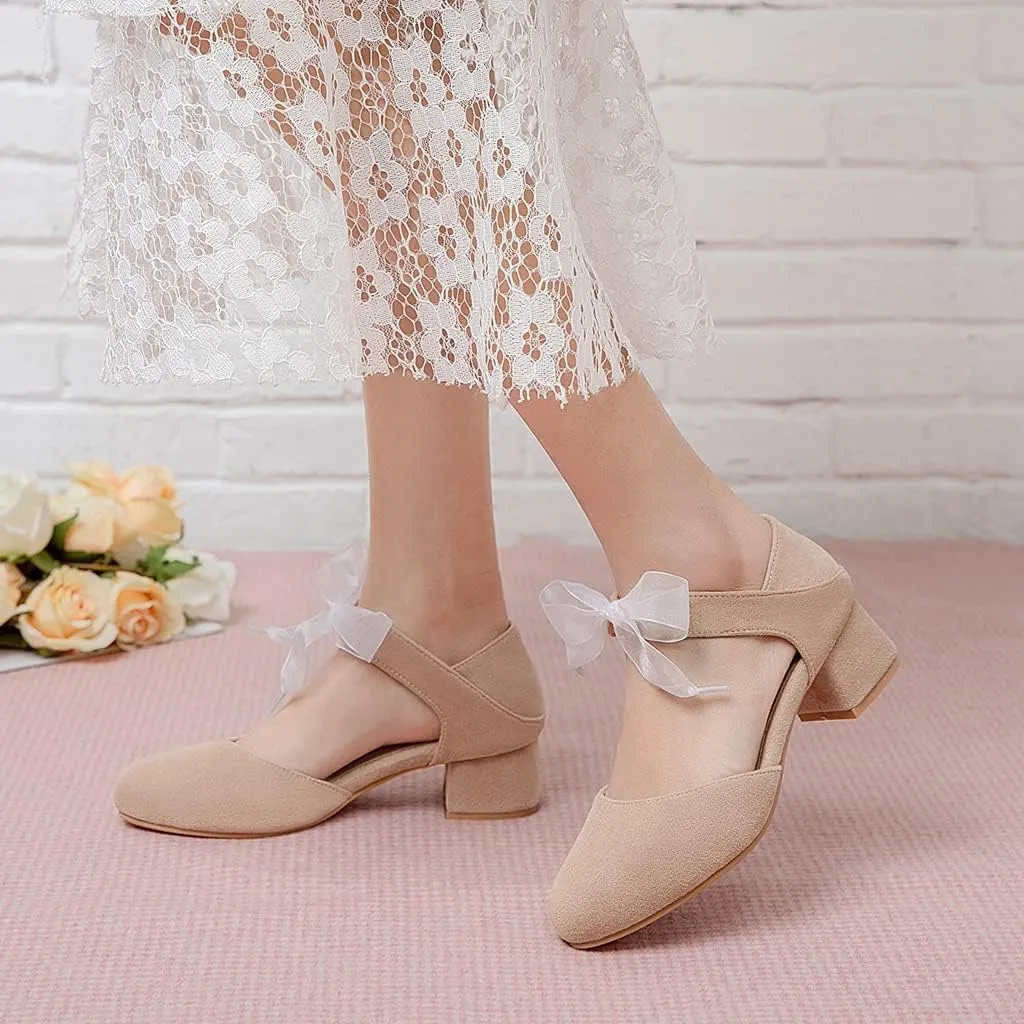 MIOKE Women's Pointed Toe D'Orsay Pumps Comfort Ankle Strap Block Mid Heel Dress Sandals Party Office Shoes