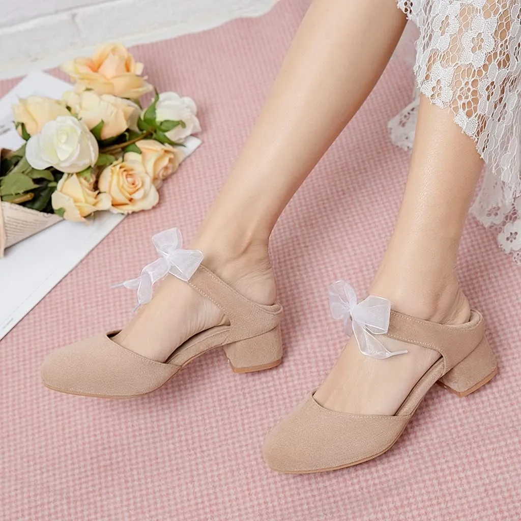 MIOKE Women's Pointed Toe D'Orsay Pumps Comfort Ankle Strap Block Mid Heel Dress Sandals Party Office Shoes