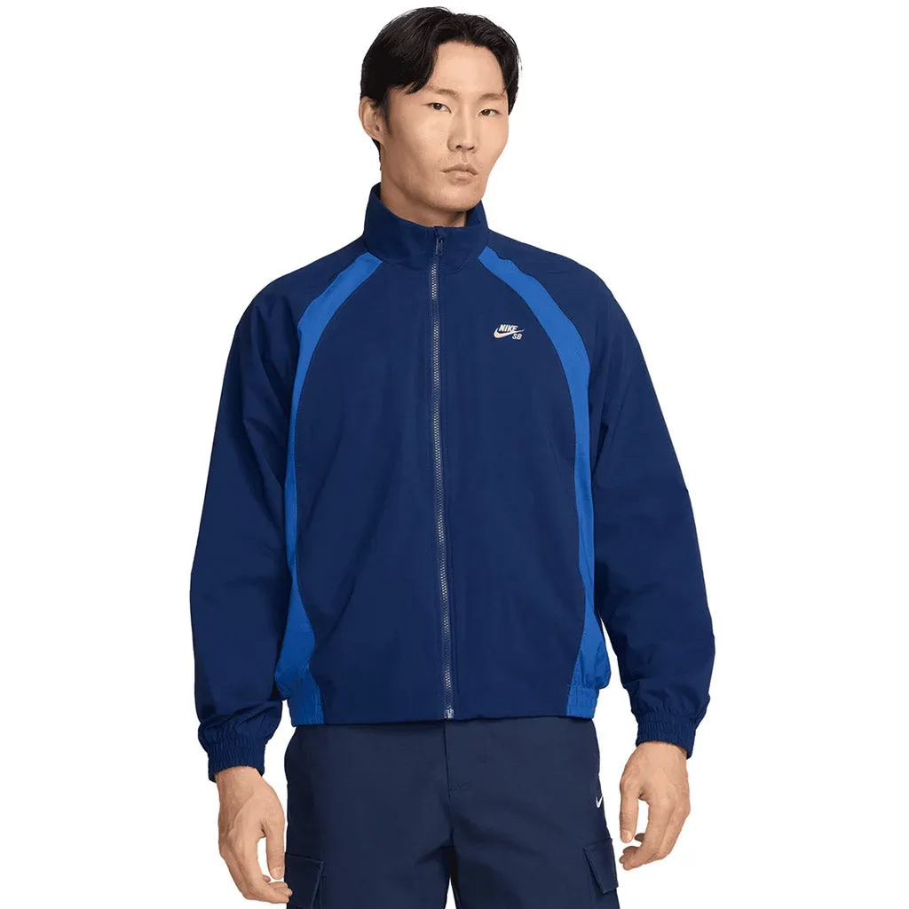 NIKE SB FULL ZIP WOVEN SKATE JACKET - BLUE VOID/GAME ROYAL/WHITE