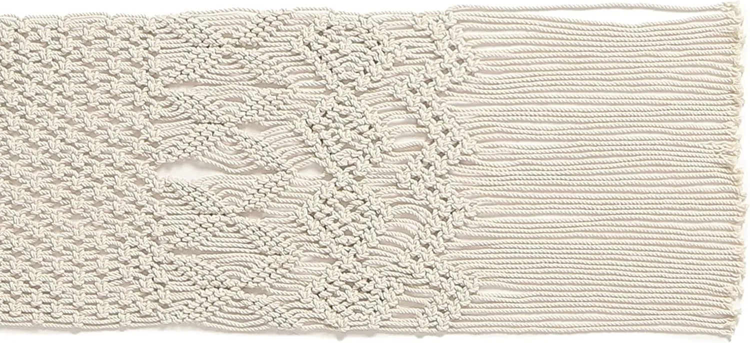  REDEARTH Table Runner-Hand Woven Exquisite Artisan Made Boho Decorative Table Runner for Dining Table, Coffee Table, Console, Dresser; 100% Cotton (13x86; Natural)