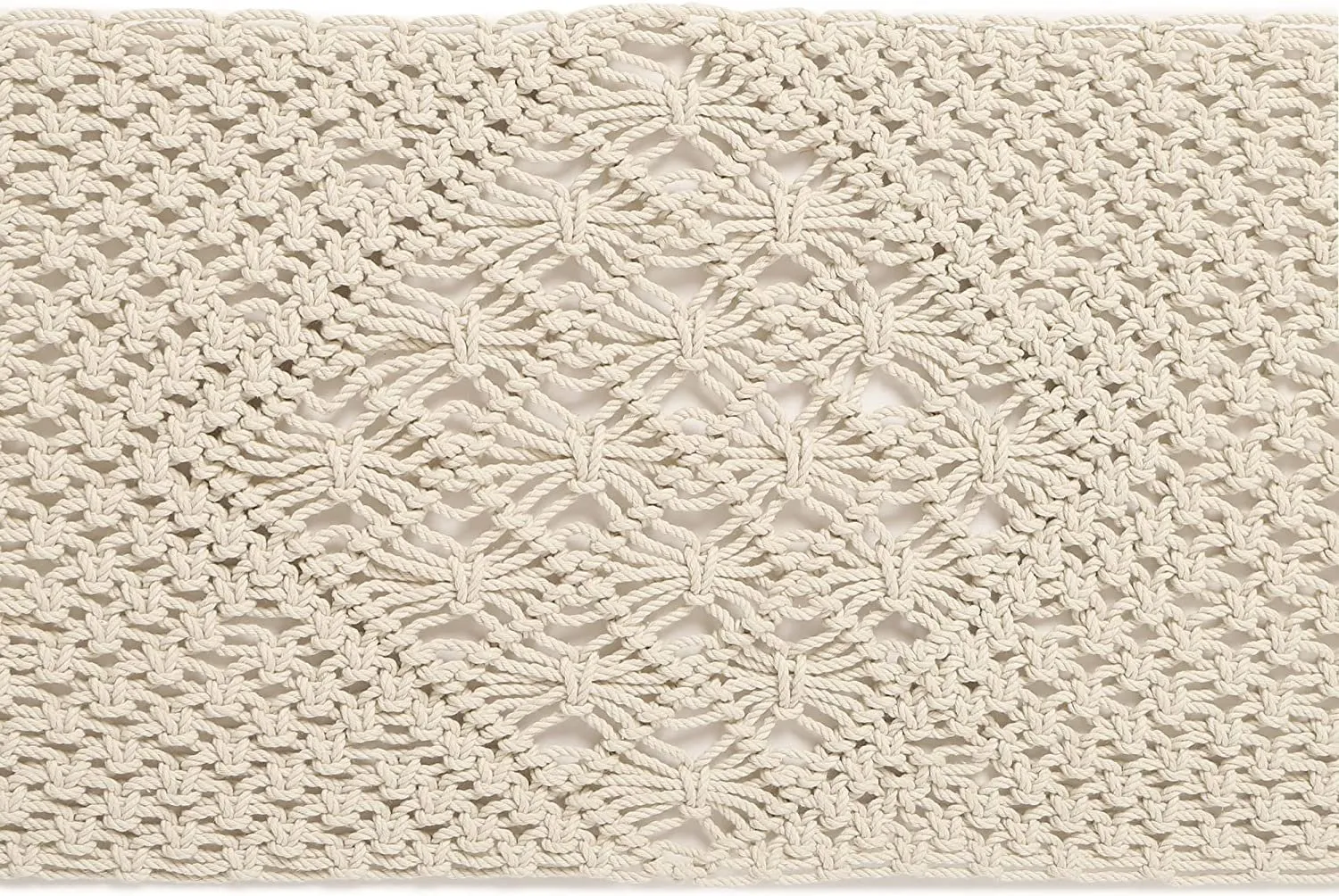  REDEARTH Table Runner-Hand Woven Exquisite Artisan Made Boho Decorative Table Runner for Dining Table, Coffee Table, Console, Dresser; 100% Cotton (13x86; Natural)