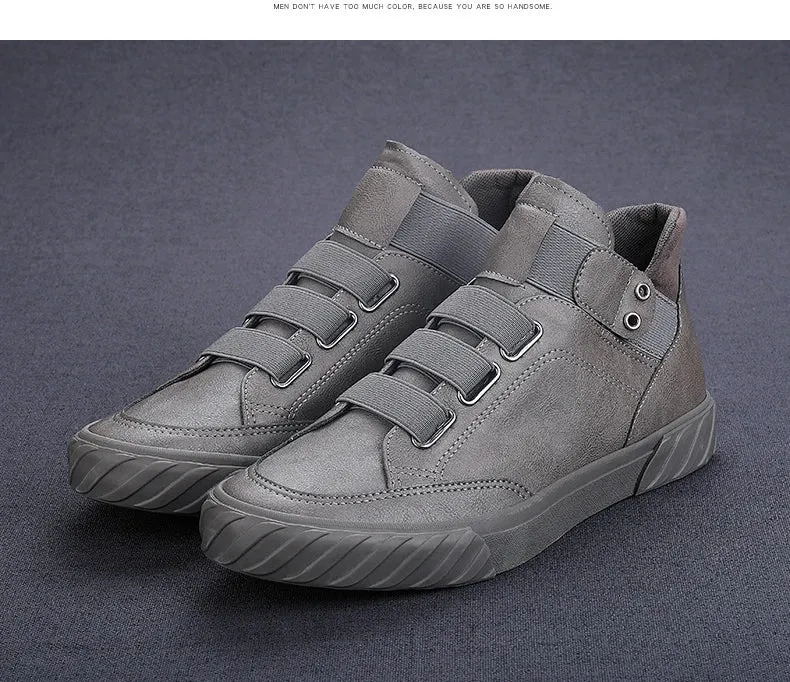 Retro High Top Men's Shoes Luxury Leather.