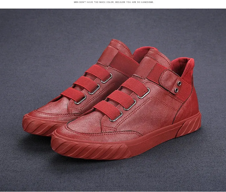 Retro High Top Men's Shoes Luxury Leather.