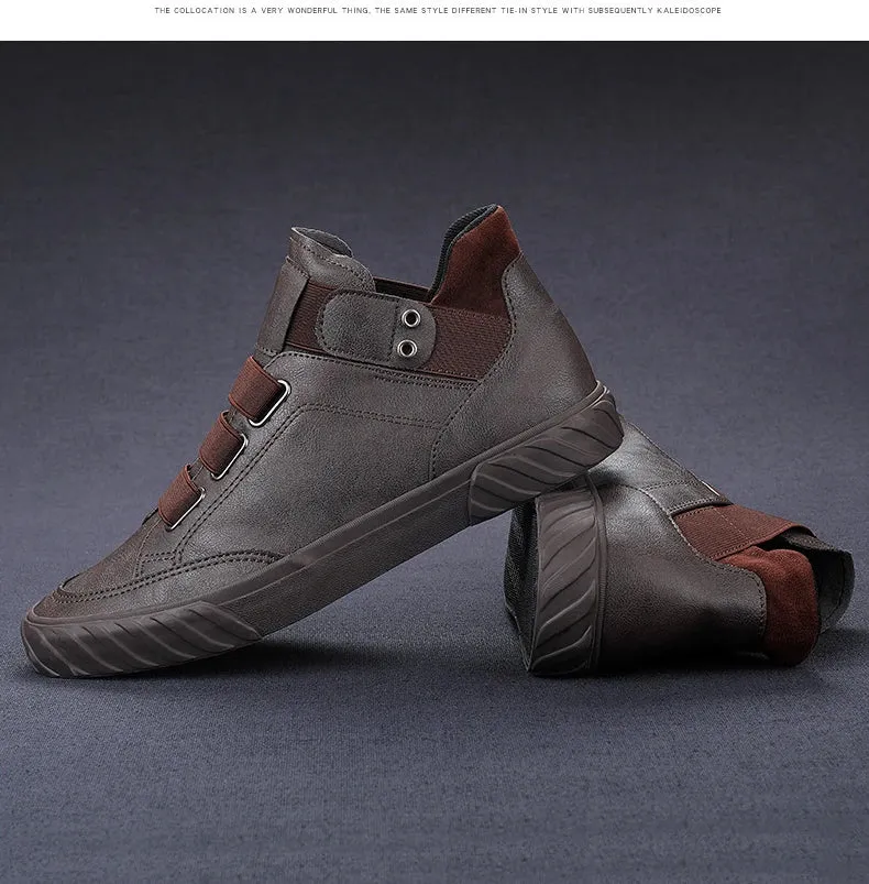 Retro High Top Men's Shoes Luxury Leather.