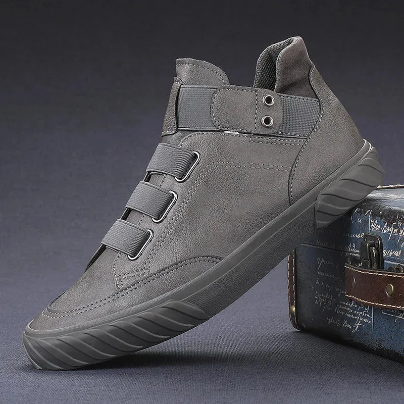 Retro High Top Men's Shoes Luxury Leather.
