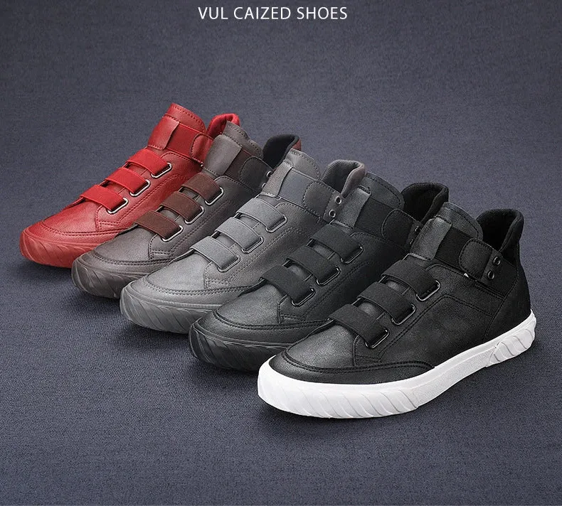 Retro High Top Men's Shoes Luxury Leather.