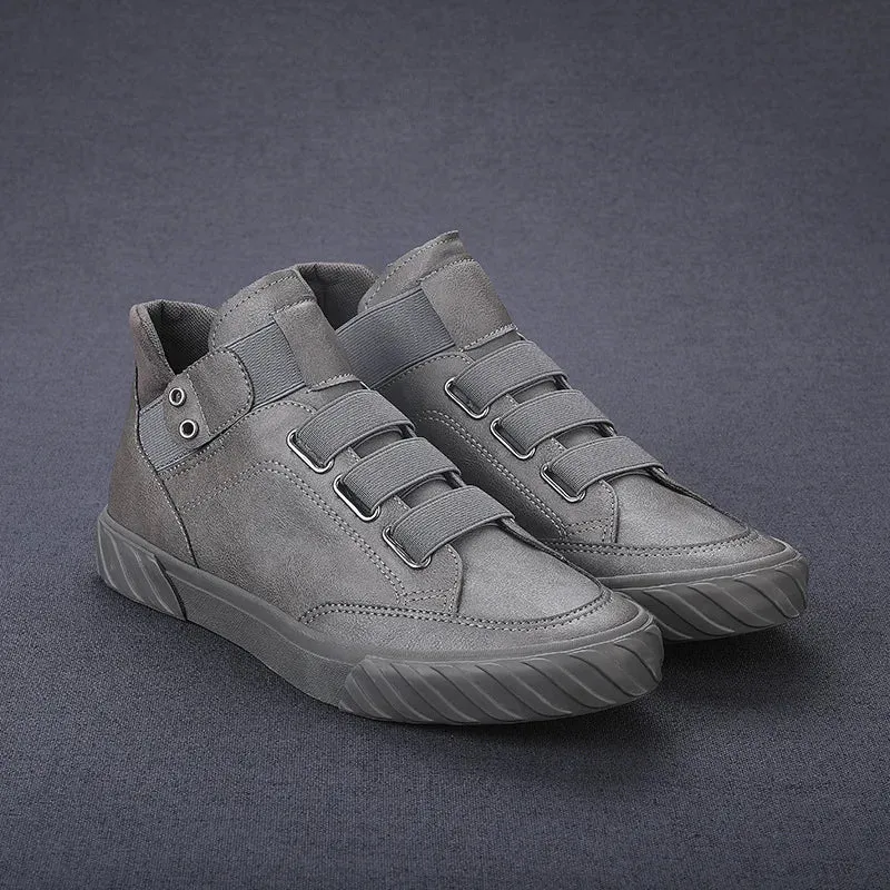 Retro High Top Men's Shoes Luxury Leather.