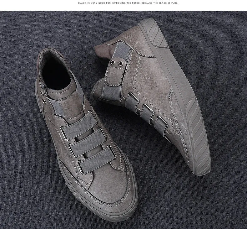Retro High Top Men's Shoes Luxury Leather.