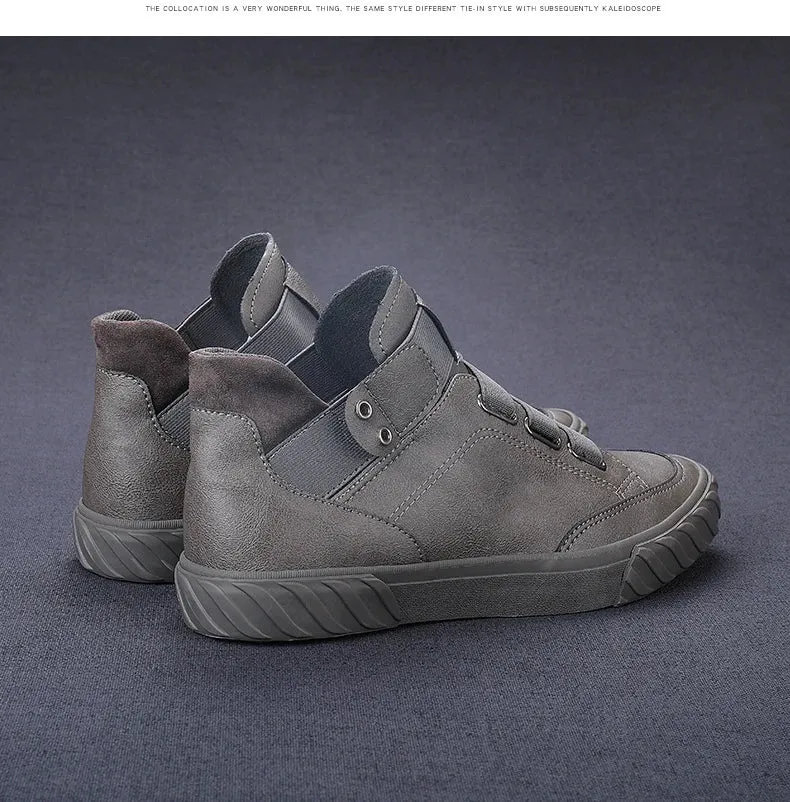Retro High Top Men's Shoes Luxury Leather.