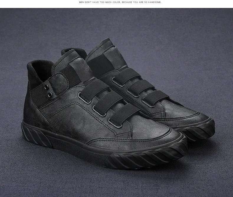 Retro High Top Men's Shoes Luxury Leather.