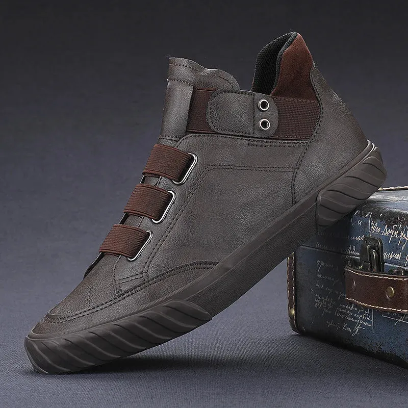 Retro High Top Men's Shoes Luxury Leather.