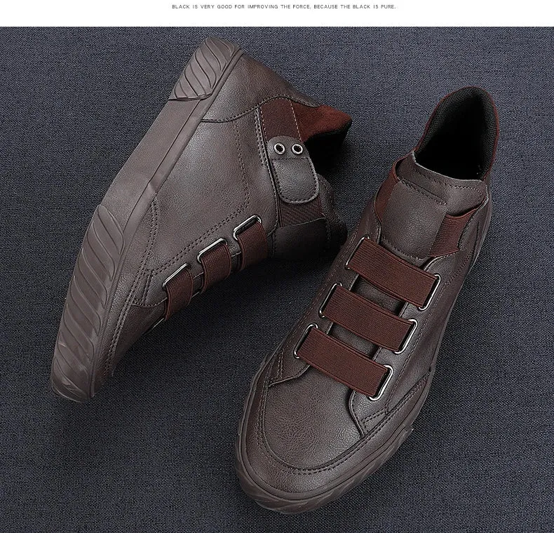 Retro High Top Men's Shoes Luxury Leather.