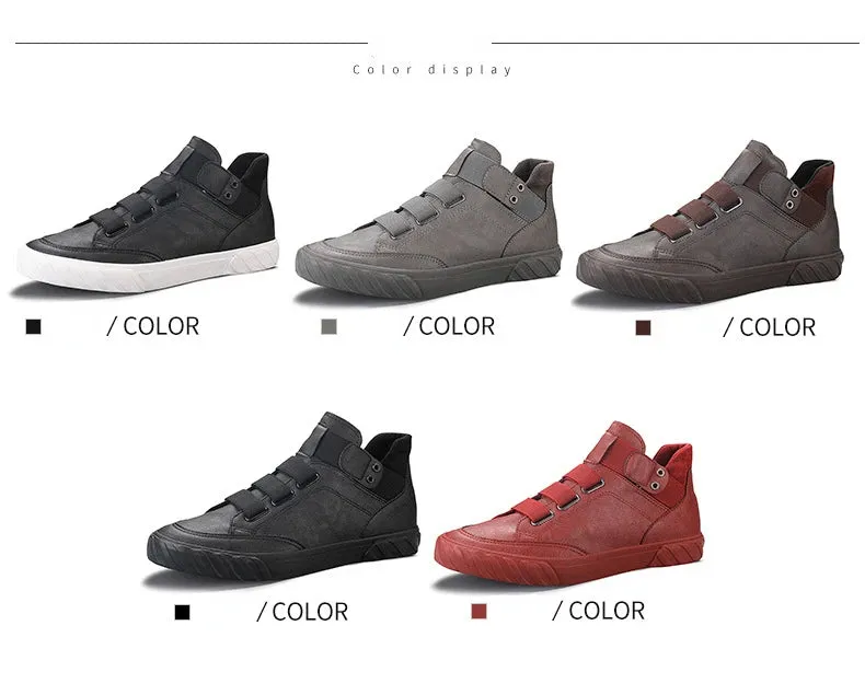 Retro High Top Men's Shoes Luxury Leather.